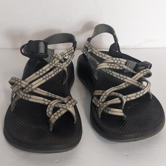 Chaco Thong Water Sandal Hike Arch Support Strappy Size 10 Grey White Pattern - Picture 4 of 7